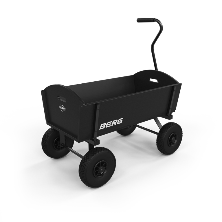 BERG Bollerwagen Holzplatten L Schwarz