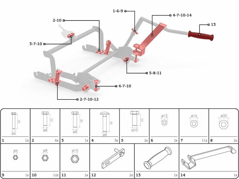 Rear lifting unit - Assembly set