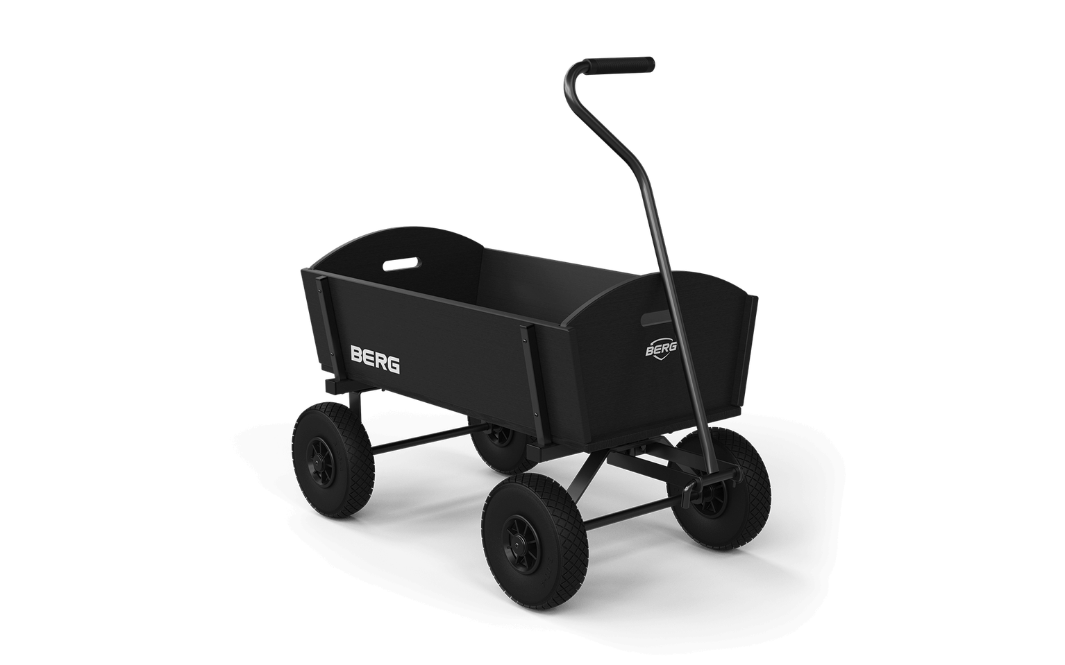 BERG Bollerwagen Holzplatten L Schwarz