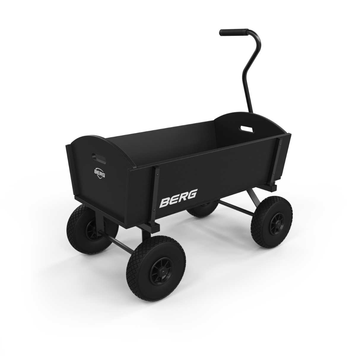 BERG Bollerwagen Holzplatten L Schwarz